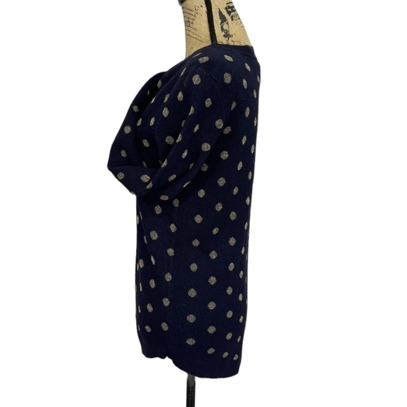 Loft Pullover Sweater Navy Blue Gold Polka Dot Knit NWT Soft - Picture 9 of 12